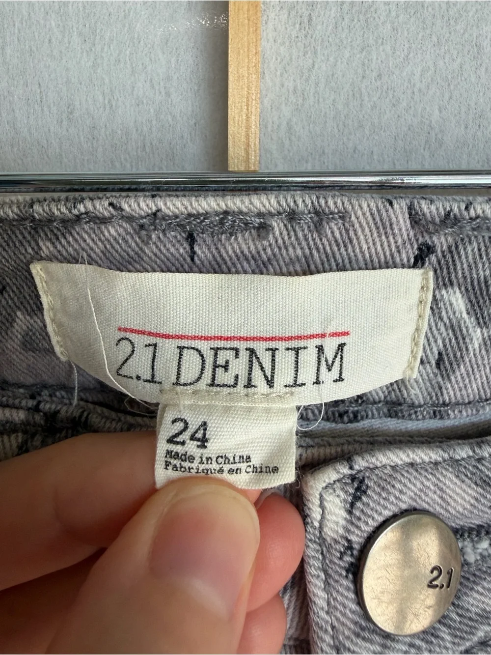 2.1 Denim Gray Floral Distressed Jean Shorts